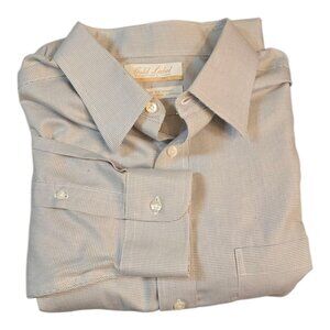 Men's GOLD LABEL ROUNDTREE & YORKE White & Gray Dress Shirt sz 16 1/2 - 36